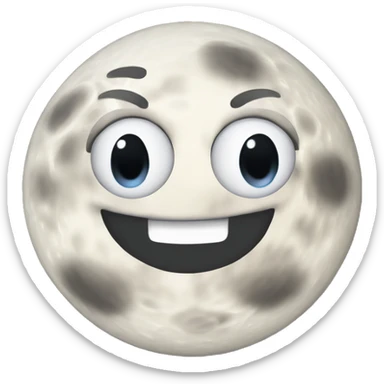 moon crazy face sticker