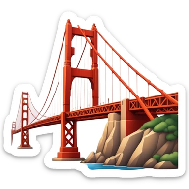 Cinematic Realistic Golden Gate Bridge Landmark Emoji, depicted with the iconic suspension bridge rendered with rich detail and vibrant, dynamic lighting. sticker
