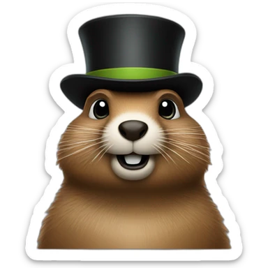 Groundhog with tophat sticker