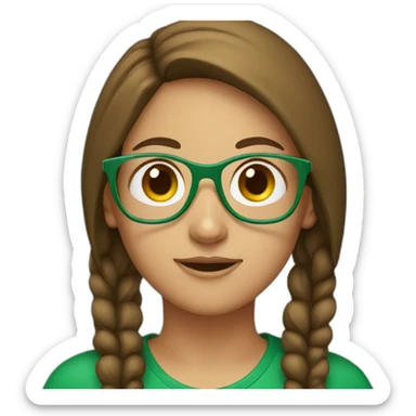Brown haired girl with green cap and glasses sticker
