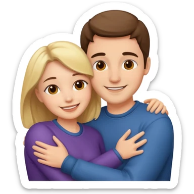 couple hug with warm smiles sticker
