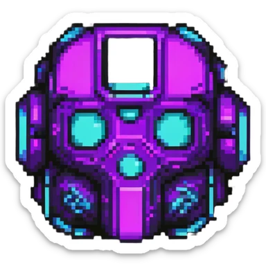 futuristic cyberpunk pixel art icon, vivid neon colors purple magenta cyan, minimal expressive design, 32x32, centered, high contrast, transparent background, no text, suitable for dark background, song title symbol sticker