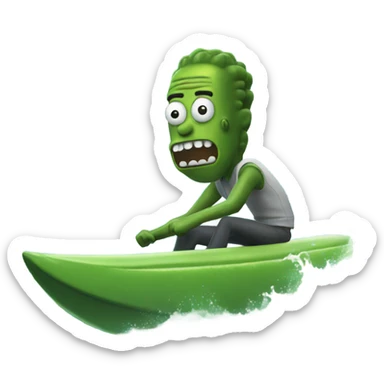 Pickle rick riding a wave sticker