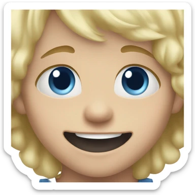 Blonde blue eyes baby boy playing  sticker