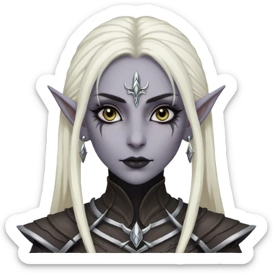 ESO female dark elf warrior with lashes and earrings sticker
