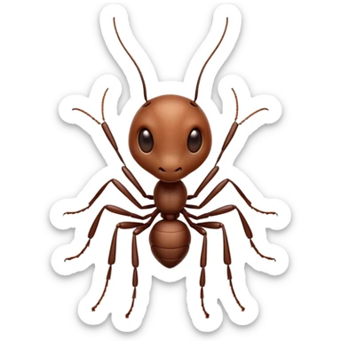 Cinematic Industrious Ant Portrait Emoji, Poised and diligent, with a tiny, meticulously detailed body in earthy tones, sharp, observant eyes and agile limbs, Simplified yet precise and sophisticated features, highly detailed, glowing with a soft, natural luminescence, high shine, intelligent and determined, stylized with an air of hardworking resilience, focused and alert, soft glowing outline, capturing the essence of a watchful ant that appears ready to march out of the screen with effortless precision! sticker