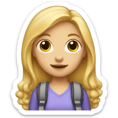 girl with blond hair holding a school bag sticker