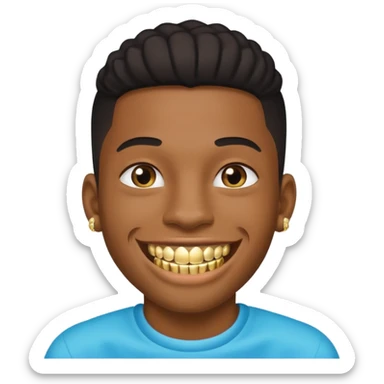 Black young guy with a diamond grillz in her tooth sticker