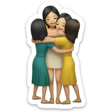 Four girls hugging in Vietnam  sticker