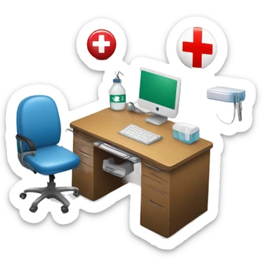 NURSE OFFICE DESK WITH AMERICAN CROSS FIRST AID KIT sticker
