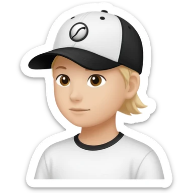 baseball cap with a simple logo on the front panel sticker