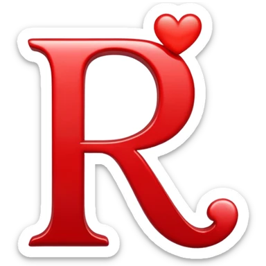 The letter R with hearts around it sticker