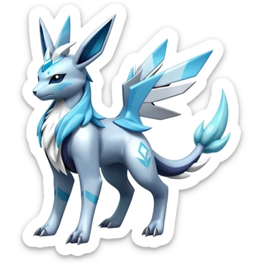 Futuristic Kyurem-Glaceon-dialga-suicune-hybrid, full body sticker
