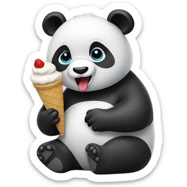 Panda eating ice cream sticker