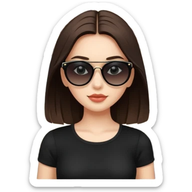 Brunette girl with black top and black sunglasses. White skin in luxury train  sticker