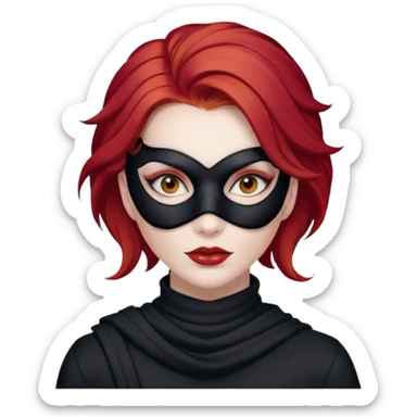 woman thief chic with mask and red hair sticker