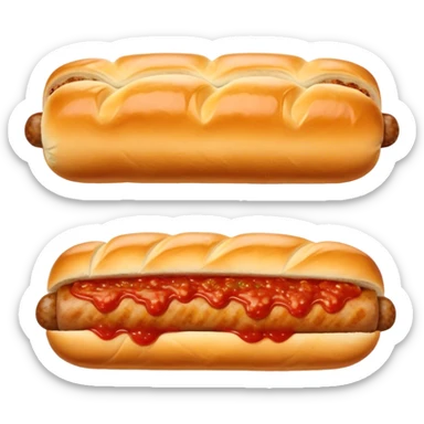 a sausage roll with a line small amount of tomatoe sauce on top sticker