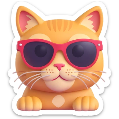 cat wearing sunglasses, vibrant and fun sticker