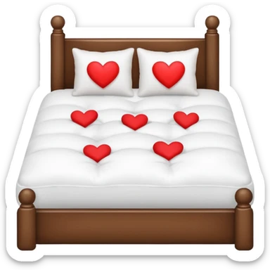 fully white bed with hearts sticker