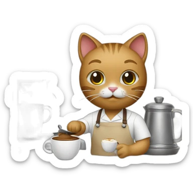 Kitty barista with holder sticker