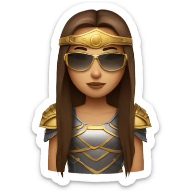 Girl gladiator head with long straight brown hair and sunglasses  sticker
