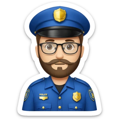 Police officer with glasses and beards(different uniform) sticker