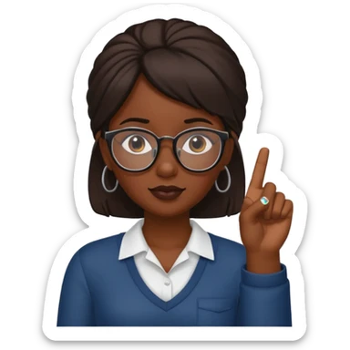 dark skinned girl with glasses with middle finger sticker