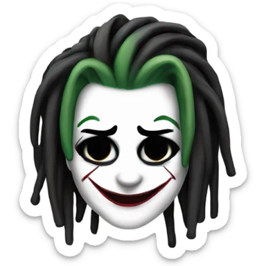 Joker dc female, white face, black dreadlocks sticker