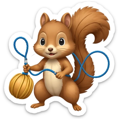 Squirrel playing jump rope sticker