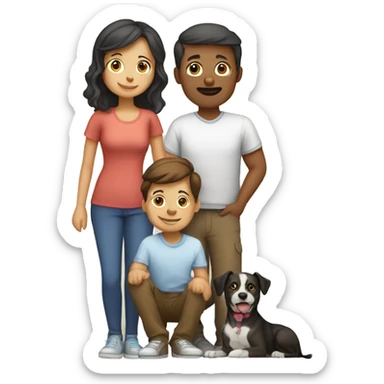 Family of 5 people (mum, dad, 2 older brothers, and younger sister), and a pet dog sticker