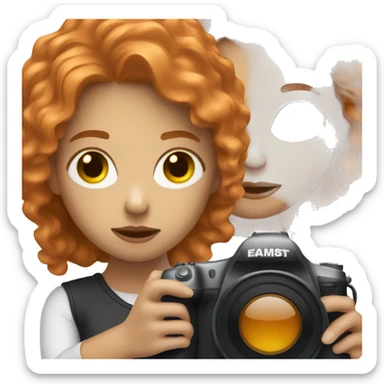 Woman taking photography with ginger hair light skin sticker