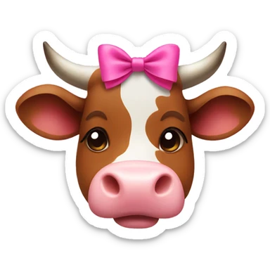 Cute brown cow with pink bow sticker