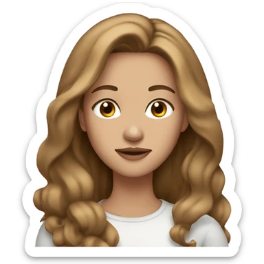 Beautiful woman, straight long light brown hair, brown eyes, christmas sticker