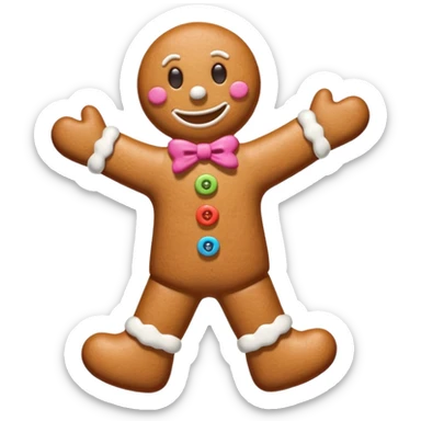 i would like a gingerbread man emoji, it should have colorful buttons, white lines on his arms and legs similar to the gingerbread man character from shrek sticker
