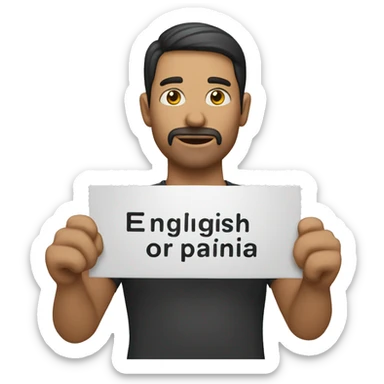 A person holding a sign that says "English or spanish" sticker