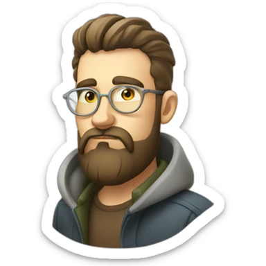 Ukrainian developer looking sad with a beard smoking a vape sticker