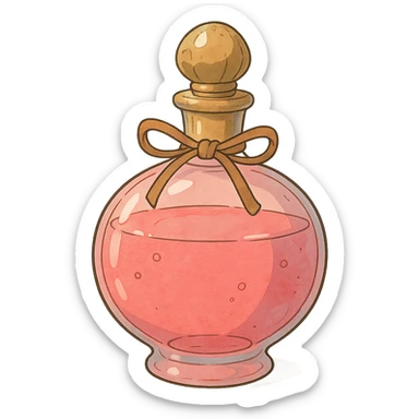 pink perfume bottle in ghibli style sticker