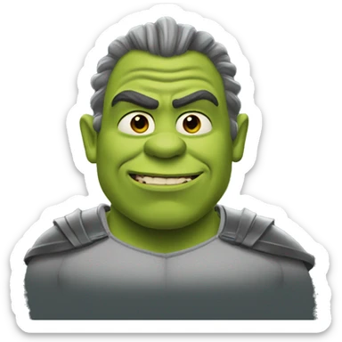 Shrek wearing a Batman mask sticker