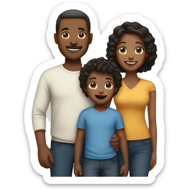 Interracial family 2 parents, 2 sons and 1 daughter sticker