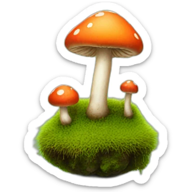 tiny mushrooms on moss sticker
