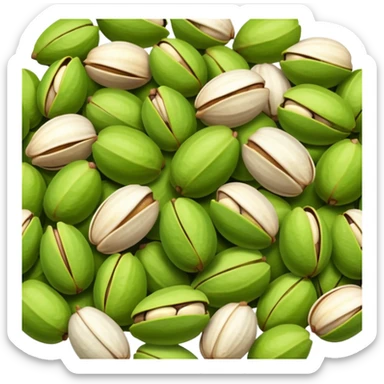 Heap of raw pistachios with shells, natural and organic, close-up view sticker