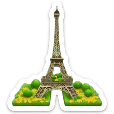 Tour Eiffel avec de l'hérbes sticker