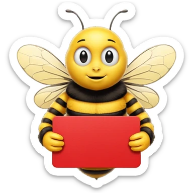 using this image, make the bee hold a red card like a referree sticker