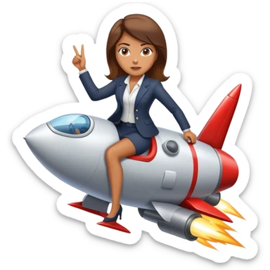 a businesswoman riding a rocket sticker