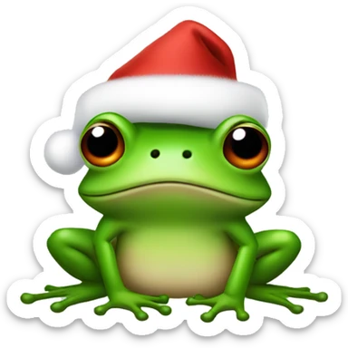 A frog with a christmas style santa hat sticker