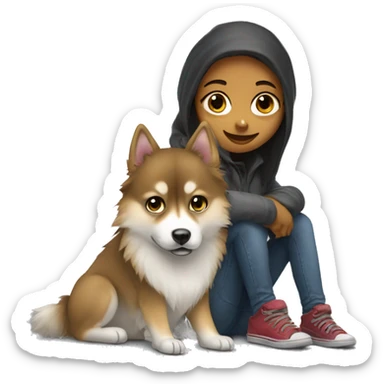 pomsky with homeless girl sticker