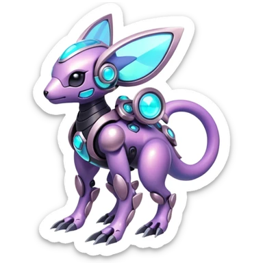 Mechanical Nebulae Beautiful Gorgeous Pretty Pastel Hot Exotic Lush Warm Cute Adorable Colorful Shiny Iridescent Futuristic Modern Cybernetic Protogen-Vernid-Fakémon-Pokémon-creature-fusion (full body) sticker