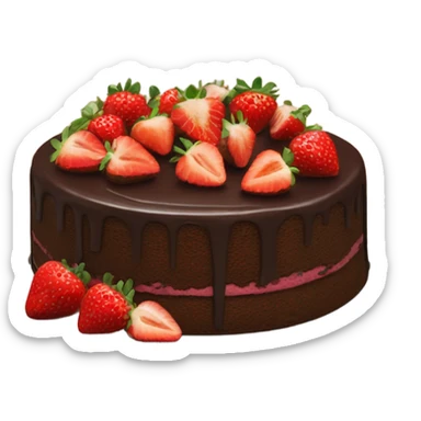 Chocolate cake with strawberries on top sticker