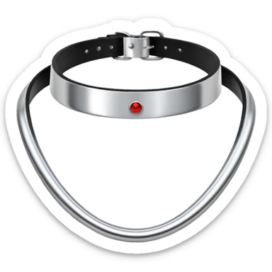 luxury fetish collar, silver chrome, smooth rounded metal, dominant erotic mood sticker