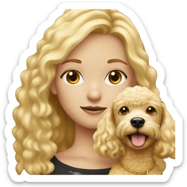 blonde girl and her golden poodle  sticker